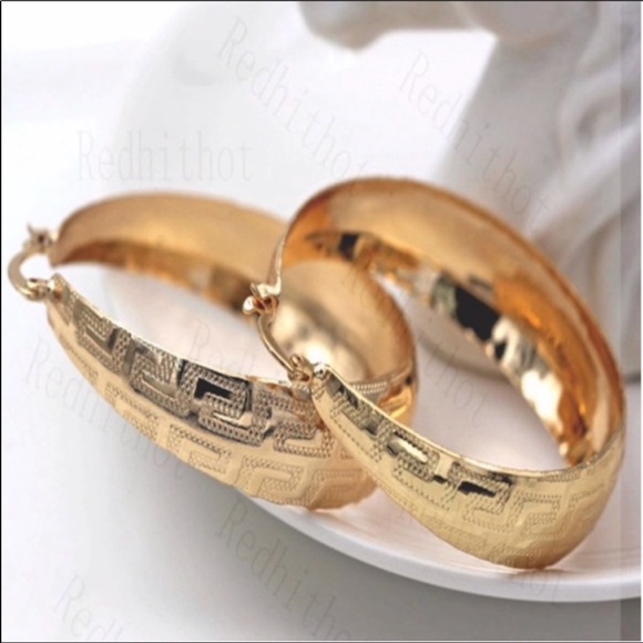 NEW 18K YELLOW GOLD HOOP EARRINGS - Picture 4 of 5